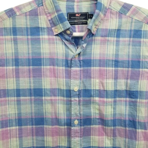 Vineyard Vines Classic Fit Murray Shirt Mens L Short Sleeve Button Down Plaid - Picture 1 of 6